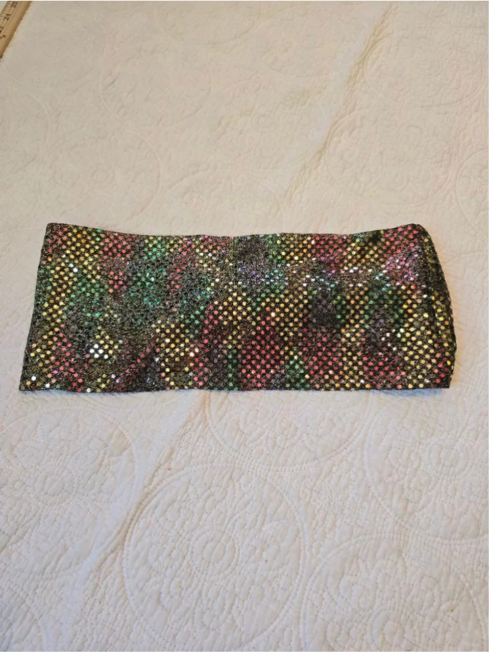 Women's Multicolor Rainbow Sequin Bandeau Top Reversible Festival Rave Beachwear